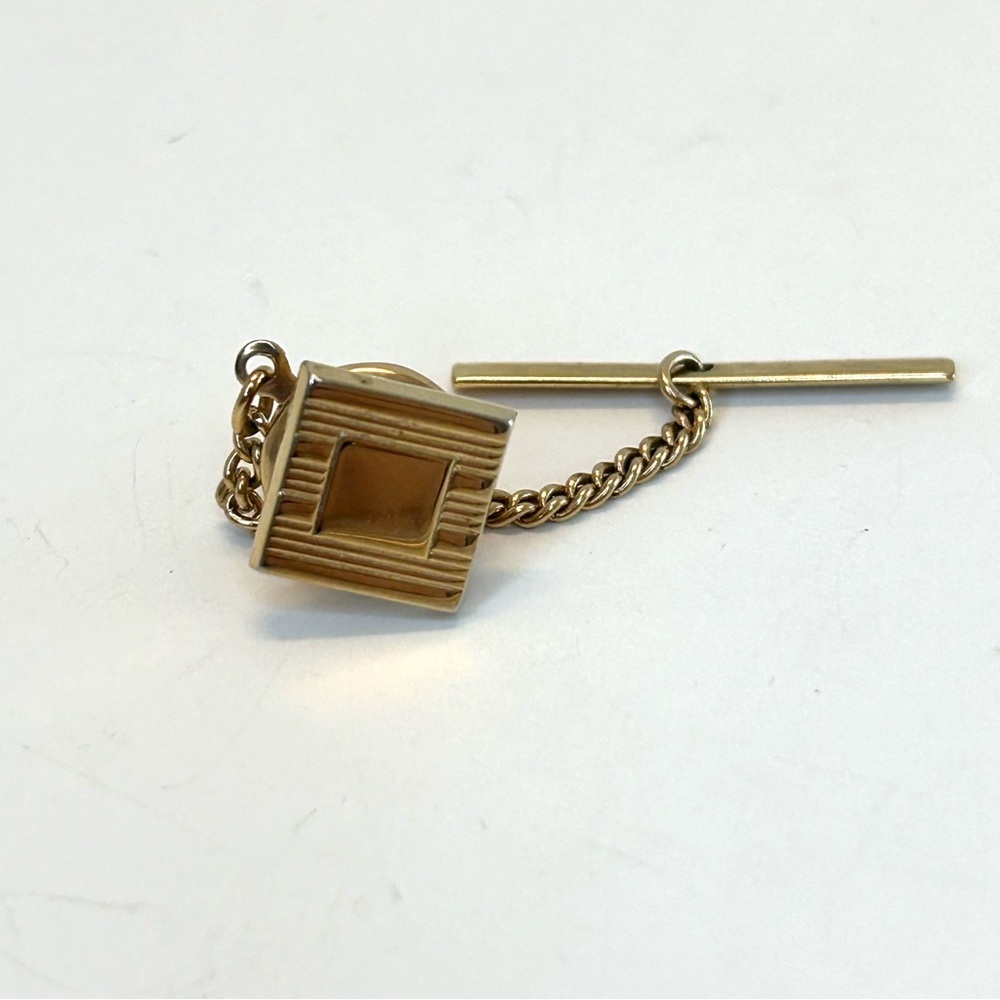 Vintage Gold Tone Square Tie Tack
